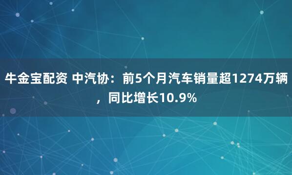 牛金宝配资 中汽协：前5个月汽车销量超1274万辆，同比增长10.9%